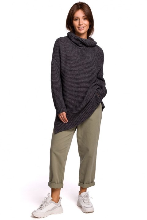 Sweter Damski Model BK047 Antracyt - BE Knit Sweter Damski Model BK047 Antracyt - BE Knit