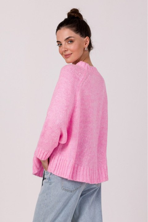 Sweter Damski Model BK105 Pink - BE Knit Sweter Damski Model BK105 Pink - BE Knit