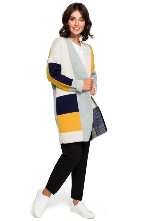 Sweter Kardigan Model BK011 Model 2 Navy - BE Knit Sweter Kardigan Model BK011 Model 2 Navy - BE Knit