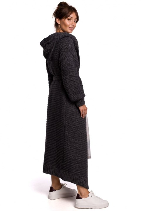 Sweter Kardigan Model BK054 Grafit - BE Knit Sweter Kardigan Model BK054 Grafit - BE Knit