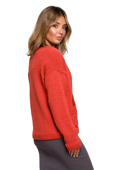 Sweter Kardigan Model BK074 Orange - BE Knit Sweter Kardigan Model BK074 Orange - BE Knit