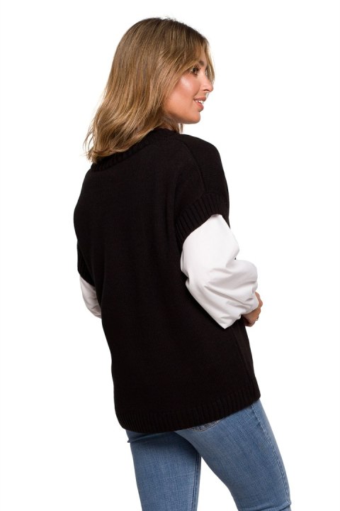 Bezrękawnik Model BK076 Black - BE Knit Bezrękawnik Model BK076 Black - BE Knit