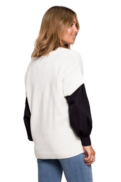 Bezrękawnik Model BK076 Ecru - BE Knit Bezrękawnik Model BK076 Ecru - BE Knit