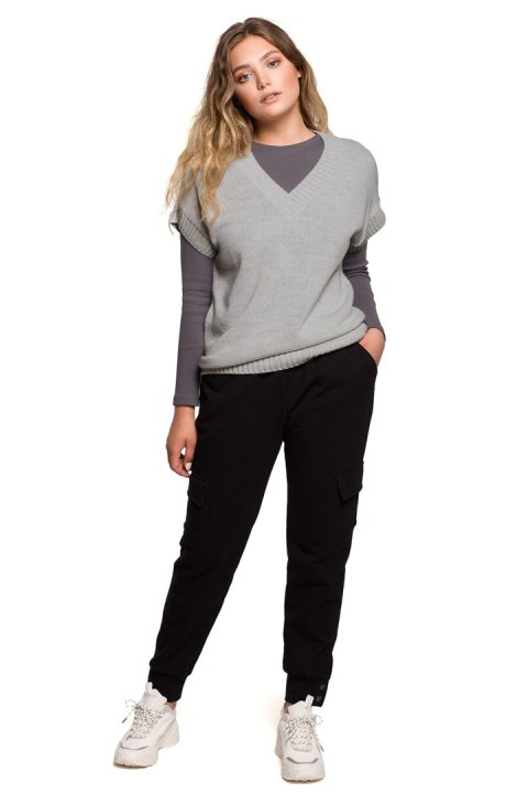 Bezrękawnik Model BK076 Grey - BE Knit Bezrękawnik Model BK076 Grey - BE Knit