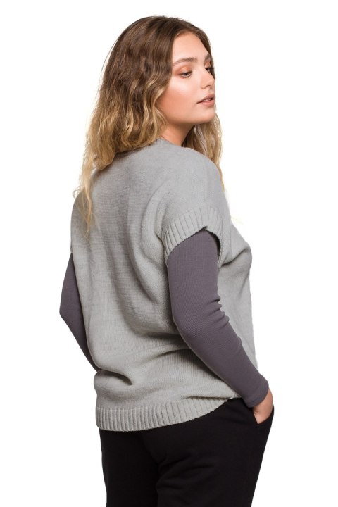 Bezrękawnik Model BK076 Grey - BE Knit Bezrękawnik Model BK076 Grey - BE Knit