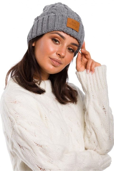 Czapka Damska Model BK043 Grey - BE Knit Czapka Damska Model BK043 Grey - BE Knit