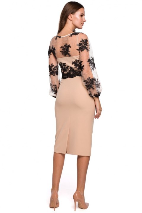 Sukienka Model K013 Beige - Makover Sukienka Model K013 Beige - Makover