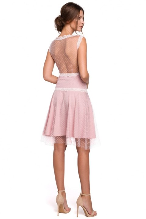 Sukienka Model K030 Powder Pink - Makover Sukienka Model K030 Powder Pink - Makover