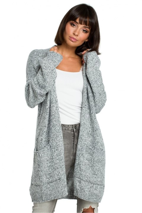 Sweter Damski Model BK001 Grafit Melange - BE Knit Sweter Damski Model BK001 Grafit Melange - BE Knit