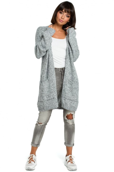 Sweter Damski Model BK001 Grafit Melange - BE Knit Sweter Damski Model BK001 Grafit Melange - BE Knit