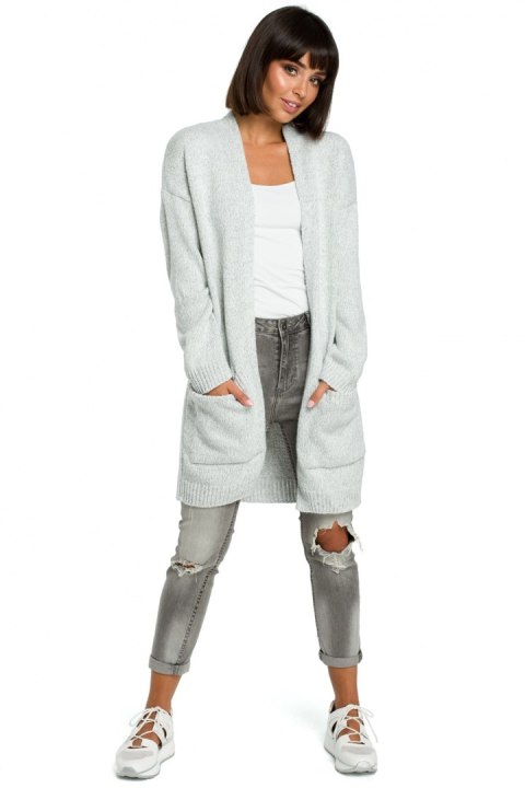 Sweter Damski Model BK001 Grey Melange - BE Knit Sweter Damski Model BK001 Grey Melange - BE Knit
