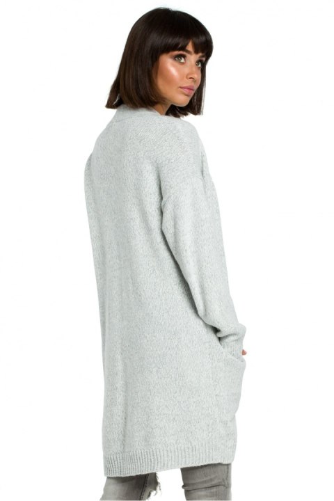 Sweter Damski Model BK001 Grey Melange - BE Knit Sweter Damski Model BK001 Grey Melange - BE Knit