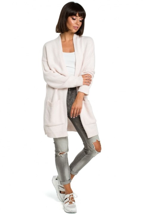 Sweter Damski Model BK001 Powder Pink Melange - BE Knit Sweter Damski Model BK001 Powder Pink Melange - BE Knit