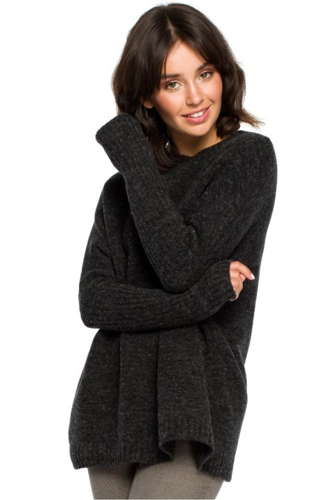 Sweter Damski Model BK009 Antracyt - BE Knit Sweter Damski Model BK009 Antracyt - BE Knit