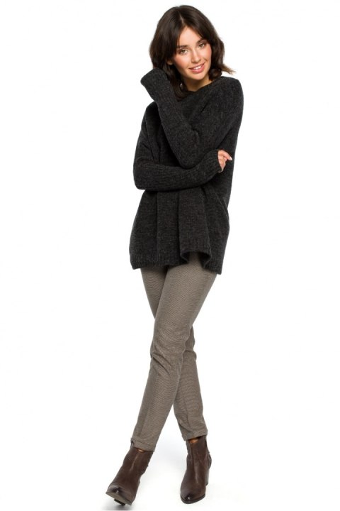 Sweter Damski Model BK009 Antracyt - BE Knit Sweter Damski Model BK009 Antracyt - BE Knit