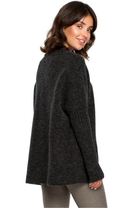 Sweter Damski Model BK009 Antracyt - BE Knit Sweter Damski Model BK009 Antracyt - BE Knit