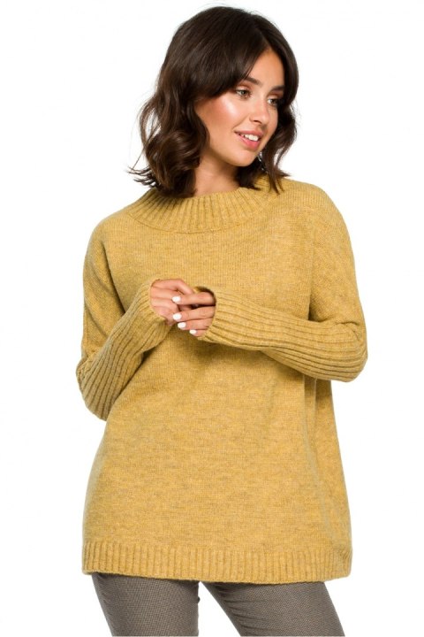 Sweter Damski Model BK009 Musztard - BE Knit Sweter Damski Model BK009 Musztard - BE Knit