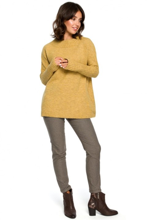 Sweter Damski Model BK009 Musztard - BE Knit Sweter Damski Model BK009 Musztard - BE Knit