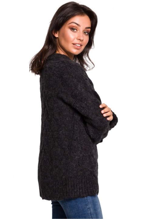 Sweter Damski Model BK038 Antracyt - BE Knit Sweter Damski Model BK038 Antracyt - BE Knit