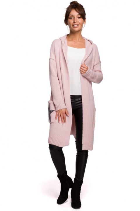 Sweter Kardigan Model BK063 Powder Pink - BE Knit Sweter Kardigan Model BK063 Powder Pink - BE Knit