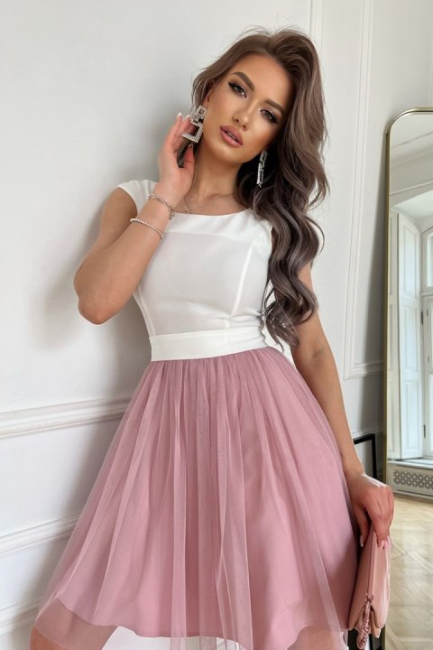 Sukienka Model 283-36 Ecru/Dirty_Pink - Bicotone Sukienka Model 283-36 Ecru/Dirty_Pink - Bicotone