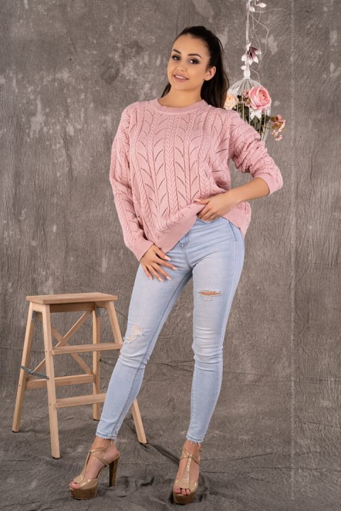 Sweter Damski Model Marynesta Powder Pink - Merribel Sweter Damski Model Marynesta Powder Pink - Merribel