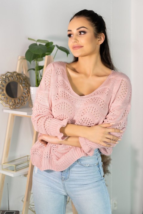 Sweter Damski Model Venigam Powder Pink - Merribel Sweter Damski Model Venigam Powder Pink - Merribel