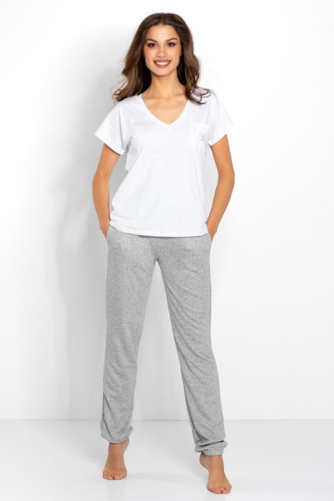 Piżama Komplet Model Chill Out White/Grey - Momenti Per Me Piżama Komplet Model Chill Out White/Grey - Momenti Per Me