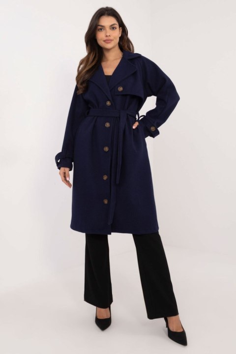 Płaszcz damski Model TW-PL-BI-2209.71P Navy - Och Bella Płaszcz damski Model TW-PL-BI-2209.71P Navy - Och Bella