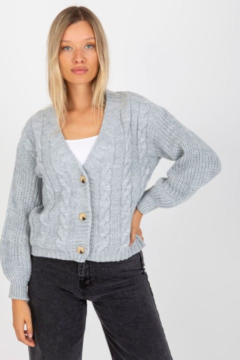 Sweter Kardigan Model TW-SW-BI-6030.02 Grey - Och Bella Sweter Kardigan Model TW-SW-BI-6030.02 Grey - Och Bella