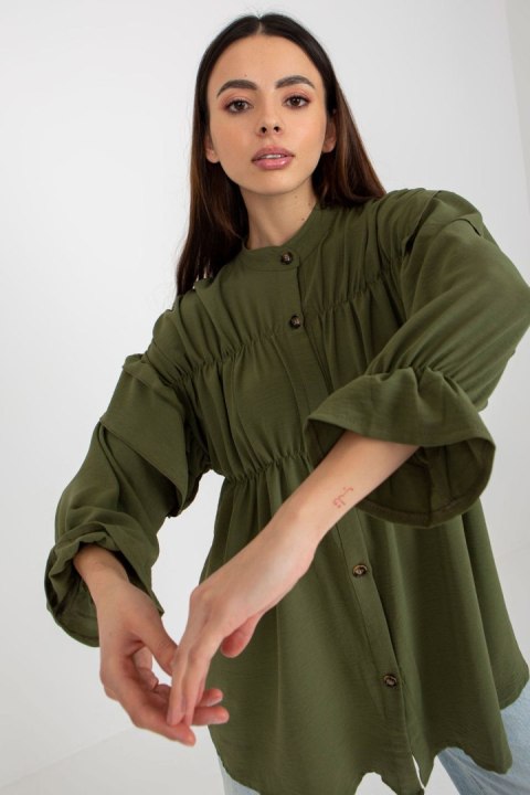 Koszula Damska Model TW-KS-BI-2021745.13X Khaki - Och Bella Koszula Damska Model TW-KS-BI-2021745.13X Khaki - Och Bella