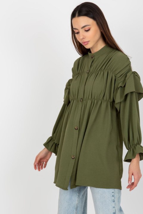 Koszula Damska Model TW-KS-BI-2021745.13X Khaki - Och Bella Koszula Damska Model TW-KS-BI-2021745.13X Khaki - Och Bella