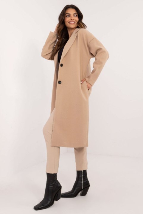 Płaszcz Damski Model TW-PL-BI-7298-2.14 Beige - Och Bella Płaszcz Damski Model TW-PL-BI-7298-2.14 Beige - Och Bella