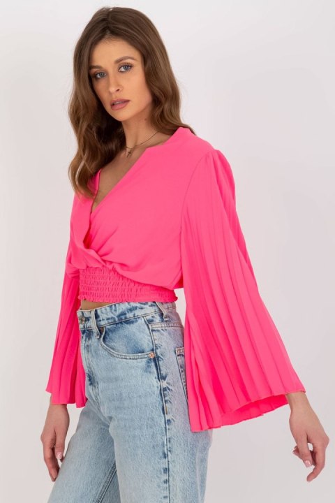 Bluzka Model DHJ-BZ-16503.30X Fluo Pink - Italy Moda Bluzka Model DHJ-BZ-16503.30X Fluo Pink - Italy Moda