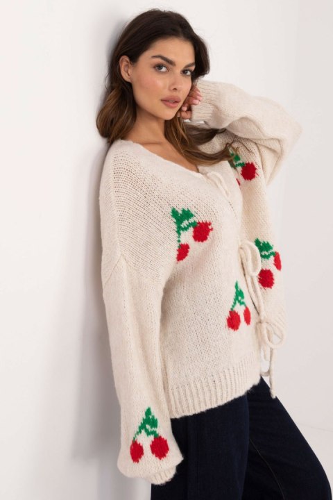 Sweter Damski Model MI-SW-2910.62 Light Beige - Italy Moda Sweter Damski Model MI-SW-2910.62 Light Beige - Italy Moda