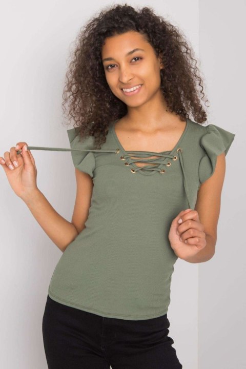 Bluzka Model DHJ-BZ-13301.34P Khaki - Italy Moda Bluzka Model DHJ-BZ-13301.34P Khaki - Italy Moda