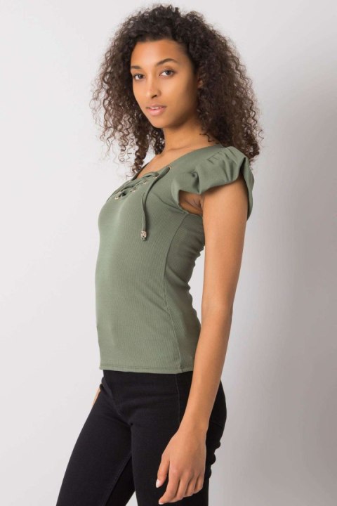 Bluzka Model DHJ-BZ-13301.34P Khaki - Italy Moda Bluzka Model DHJ-BZ-13301.34P Khaki - Italy Moda