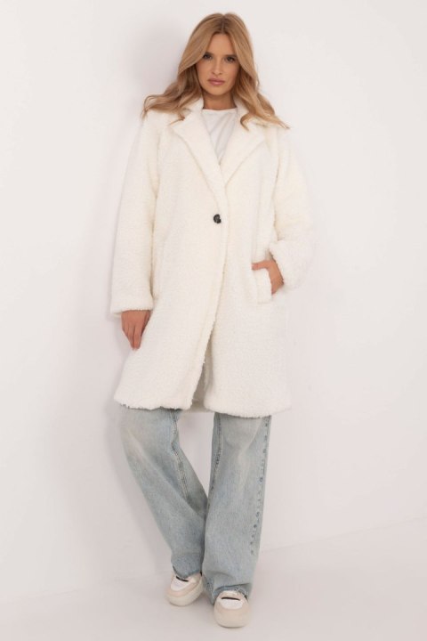 Płaszcz Damski Model DHJ-PL-19991.93P Ecru - Italy Moda Płaszcz Damski Model DHJ-PL-19991.93P Ecru - Italy Moda