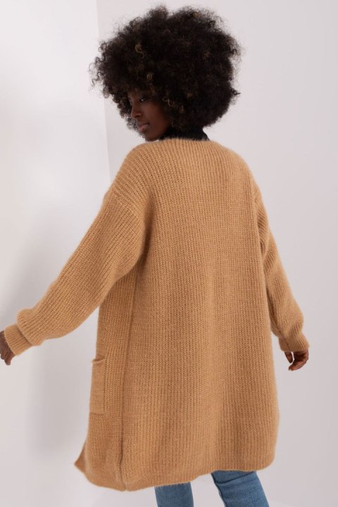 Sweter Kardigan Model DHJ-SW-1009.09P Camel - Italy Moda Sweter Kardigan Model DHJ-SW-1009.09P Camel - Italy Moda