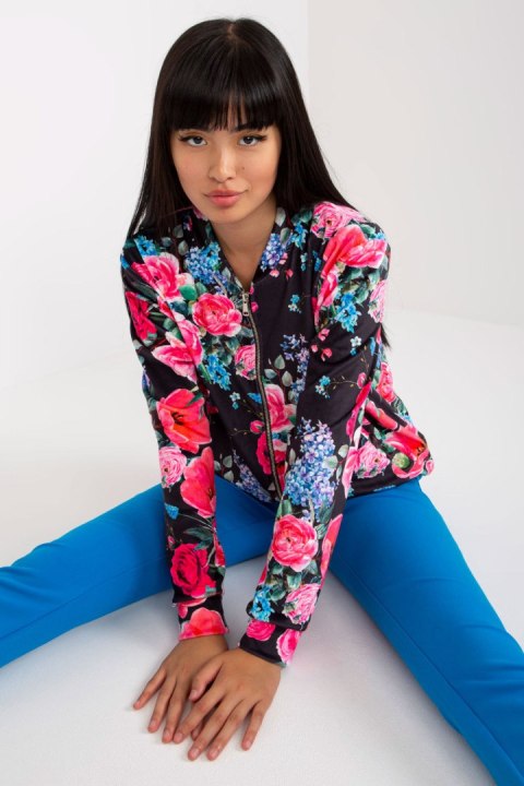 Bluza Damska Model RV-BL-8116.86P Black/Pink - Rue Paris Bluza Damska Model RV-BL-8116.86P Black/Pink - Rue Paris