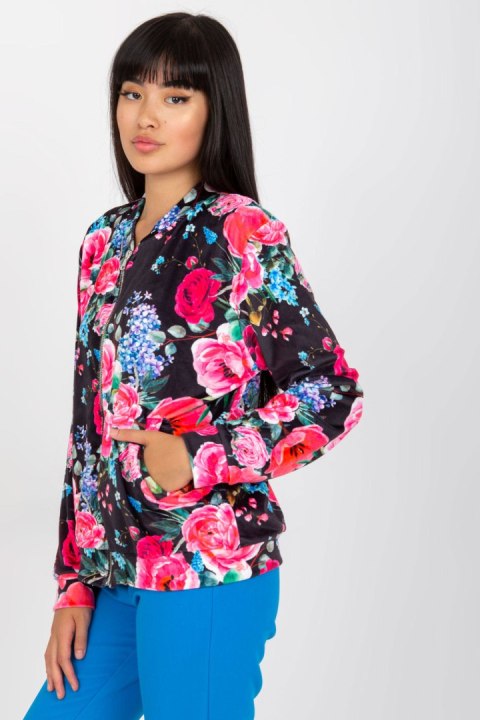 Bluza Damska Model RV-BL-8116.86P Black/Pink - Rue Paris Bluza Damska Model RV-BL-8116.86P Black/Pink - Rue Paris