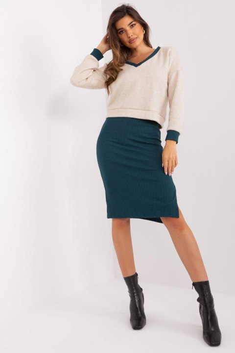 Sukienka Komplet Model WN-KMPL-679.60 Dark Green - Rue Paris Sukienka Komplet Model WN-KMPL-679.60 Dark Green - Rue Paris