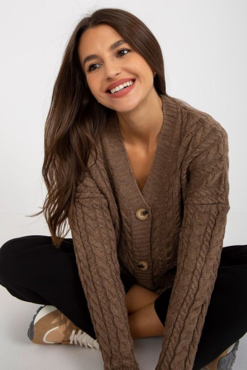 Sweter Kardigan Model LC-SW-8008.80P Brown - Rue Paris Sweter Kardigan Model LC-SW-8008.80P Brown - Rue Paris