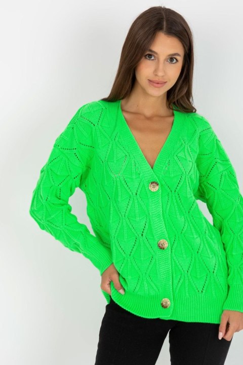 Sweter Kardigan Model LC-SW-8035.06X Fluo Green - Rue Paris Sweter Kardigan Model LC-SW-8035.06X Fluo Green - Rue Paris