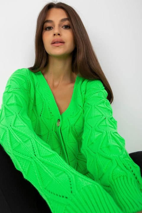 Sweter Kardigan Model LC-SW-8035.06X Fluo Green - Rue Paris Sweter Kardigan Model LC-SW-8035.06X Fluo Green - Rue Paris