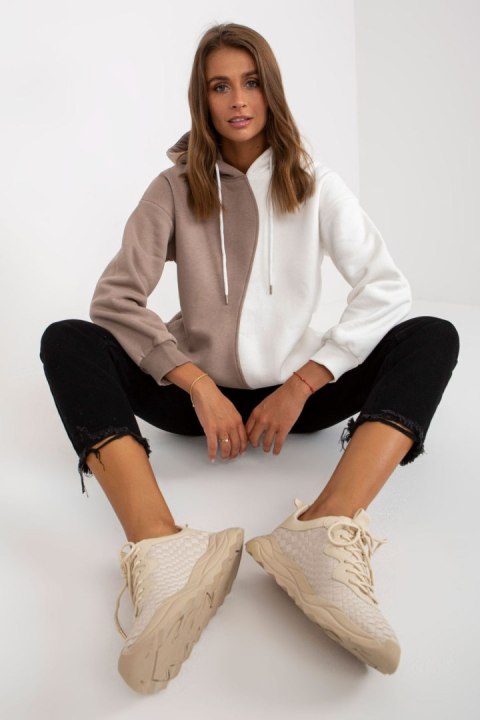 Bluza Damska Model RV-BL-8233.32X White/Beige - Rue Paris Bluza Damska Model RV-BL-8233.32X White/Beige - Rue Paris