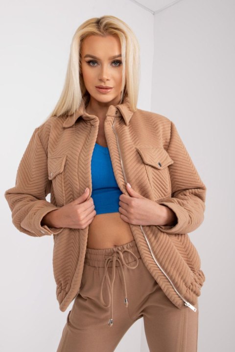 Kurtka Damska Model RV-KR-007.95P Camel - Rue Paris Kurtka Damska Model RV-KR-007.95P Camel - Rue Paris