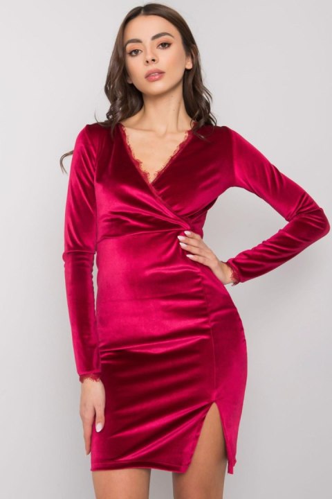 Sukienka Model RV-SK-7343.29X Bordo - Rue Paris Sukienka Model RV-SK-7343.29X Bordo - Rue Paris