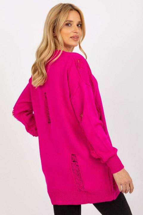 Sweter Kardigan Model LC-SW-8042.08X Fuksja - Rue Paris Sweter Kardigan Model LC-SW-8042.08X Fuksja - Rue Paris