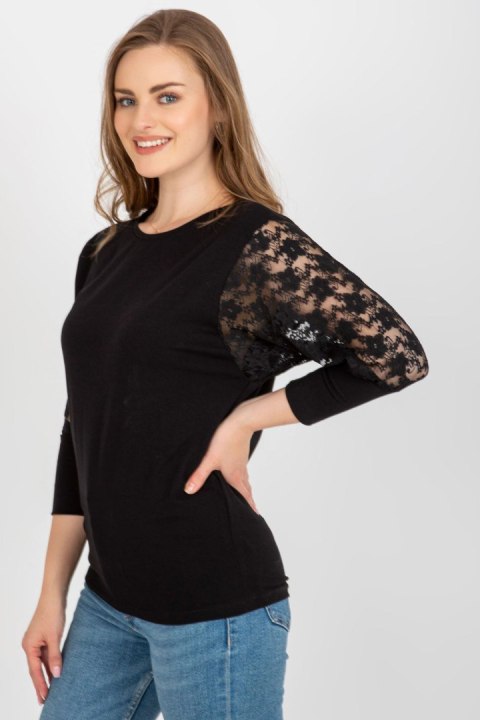 Bluzka Model RV-BZ-7551-1.51 Black - Rue Paris Bluzka Model RV-BZ-7551-1.51 Black - Rue Paris